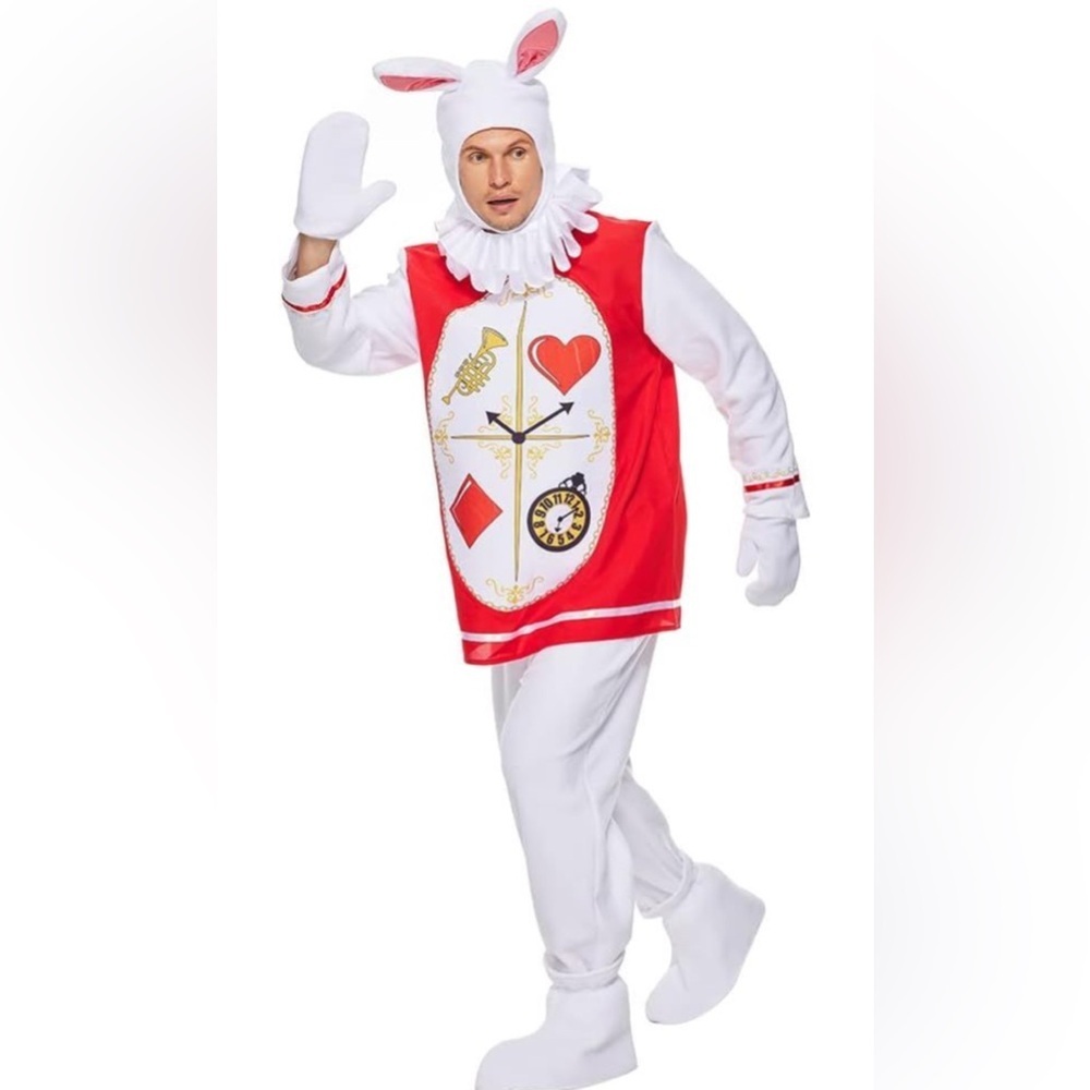Men's Red and White Clock Card Costume